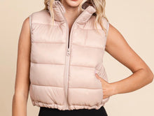 Load image into Gallery viewer, Mocha High Neck Zipper Puffer Vest
