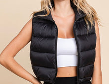 Load image into Gallery viewer, Black High Neck Zipper Puffer Vest
