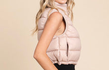 Load image into Gallery viewer, Mocha High Neck Zipper Puffer Vest
