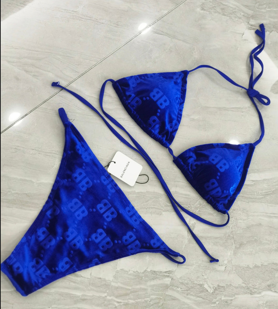 Blue Velvet Bikini Set